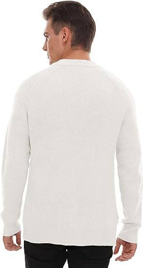 Men's Long-Sleeve Cardigan Sweater Soft Cable Knit Sweater for Men