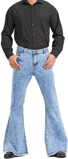 Men's Relaxed Vintage  Bell Bottom Pants Stretch Comfort Flared Retro Leg Disco Denim Jeans