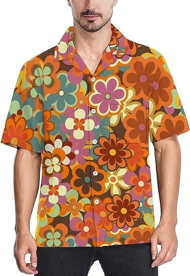 Men'sButton Up Shirt Vintage Hawaiian Beach Shirt Funny Party Shirt