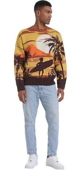 Men's Casual  Cotton Knit Sweater Loose Crew Neck Knitwear Winter Fashion Pullover Knitted Sweater